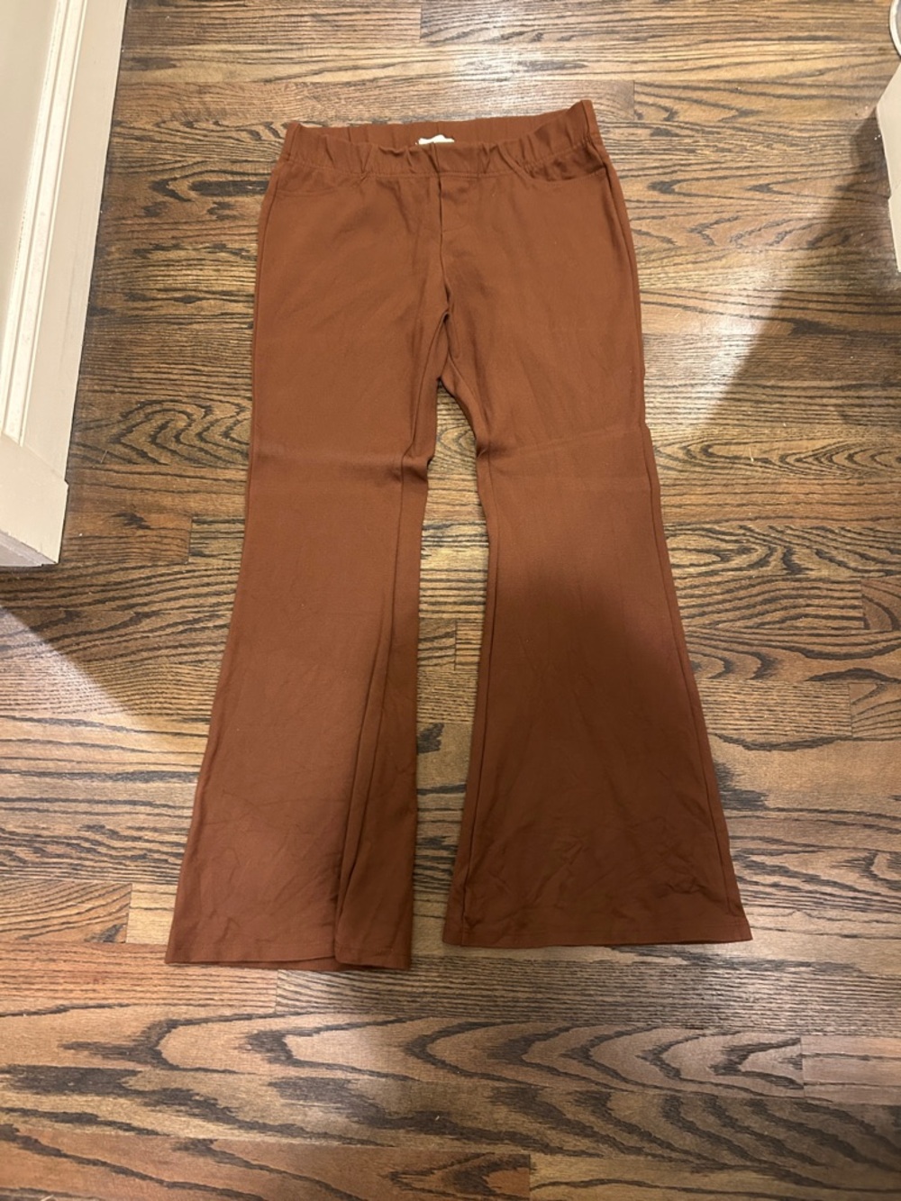 Rust Brown Flared Knit Pants